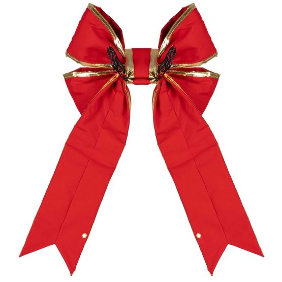 15" Red with Gold Trim Structural 3D Canvas Christmas Bow