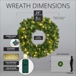 24" Pre-lit Commercial Sequoia Fir LED Christmas Wreath, 50 Warm White Lux360 D5 Lights