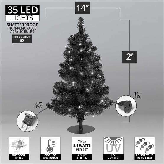 2' Winchester Fir Lux360 TM Prelit Walkway Tree with 85 LED Warm White Lights