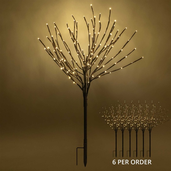 36" Brown Glimmer Spray Lighted Branches, Warm White LED Twinkle Lights, 6 pc