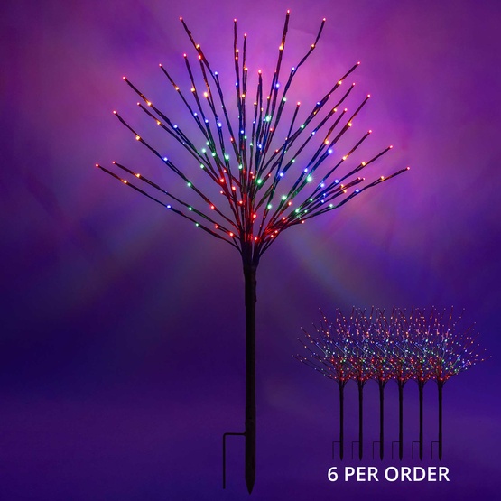 36" Brown Glimmer Spray Lighted Branches, Multicolor LED Lights, 6 pc