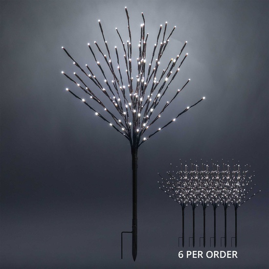 36" Brown Glimmer Spray Lighted Branches, Pure White LED Lights, 6 pc