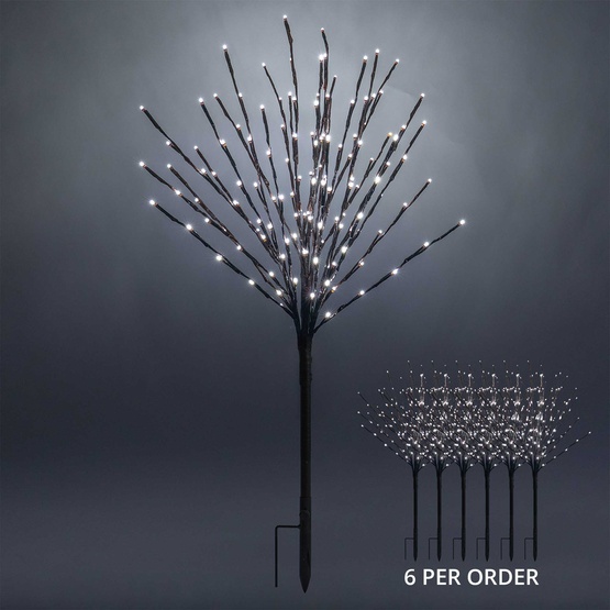 36" Brown Glimmer Spray Lighted Branches, Pure White LED Lights, 6 pc