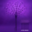 36" Brown Glimmer Spray Lighted Branches, Purple LED Lights, 6 pc