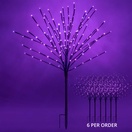 Brown Glimmer Spray Lighted Branches with Purple LED Lights, 6 pc