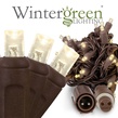 50 WeatherPRO TM 5mm Warm White LED Christmas Lights, 4" Spacing, Brown Wire