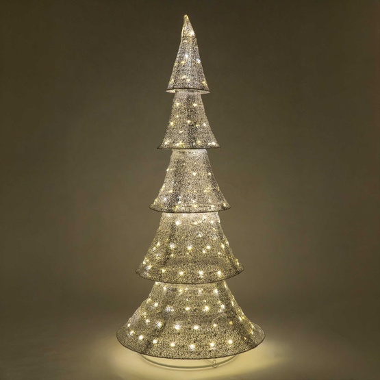 72" LED Polymesh Christmas Tree, White/Gold Twinkle Lights 
