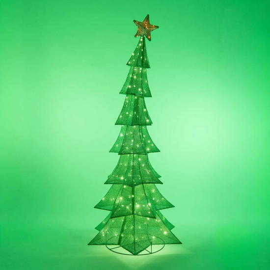 78" LED Whimsical Polymesh Christmas Tree with Green Lights 