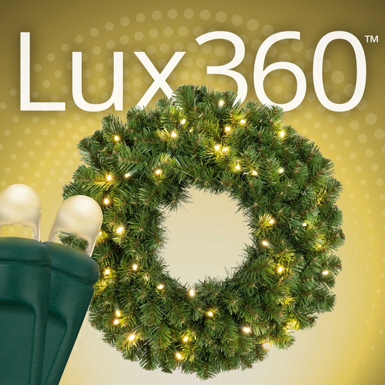 24" Pre-lit Lux360 TM D5 TM Commercial Sequoia Fir LED Christmas Wreath, 50 Warm White Lights