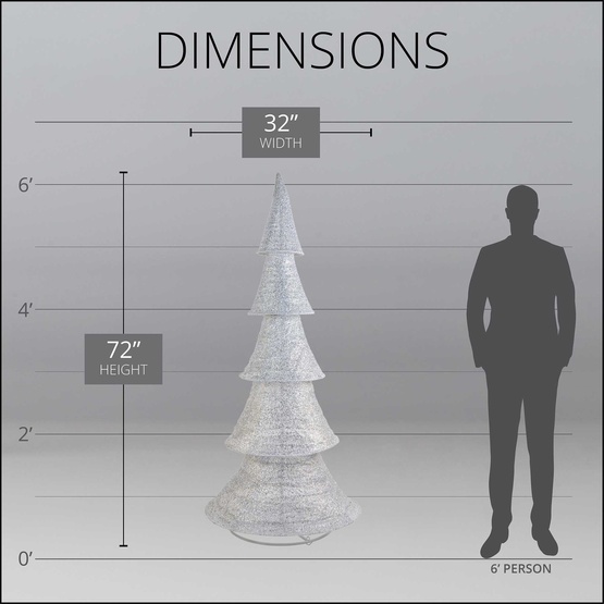 72" LED Polymesh Christmas Tree, White/Gold Twinkle Lights 