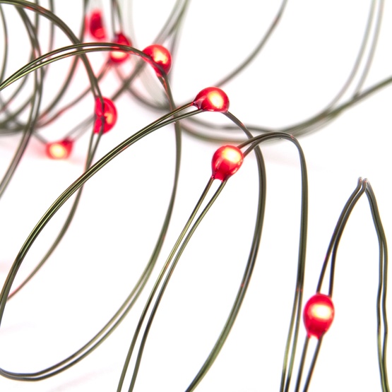 Battery Operated Lights 18 Red Battery Operated LED Fairy Lights, Green Wire