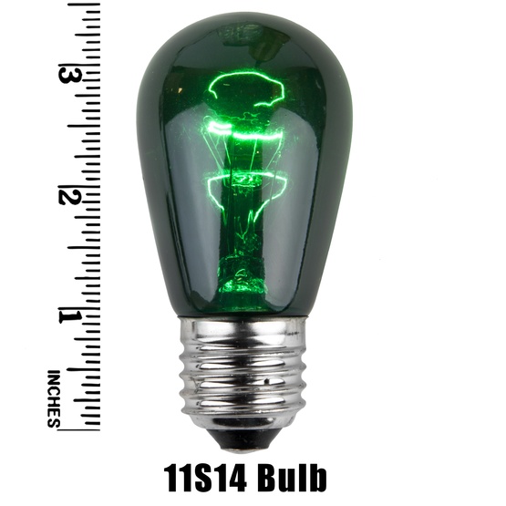 E26 Party and Sign Bulbs S14 Triple Dipped Transparent Green, 11 Watt