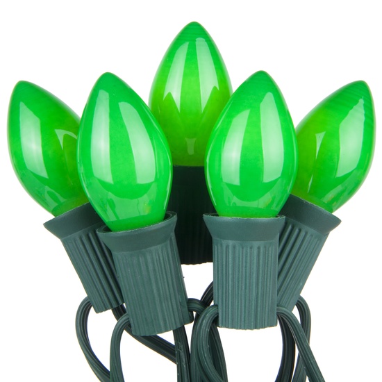 C7 Christmas Lights 25 C7 Opaque Green Christmas Lights