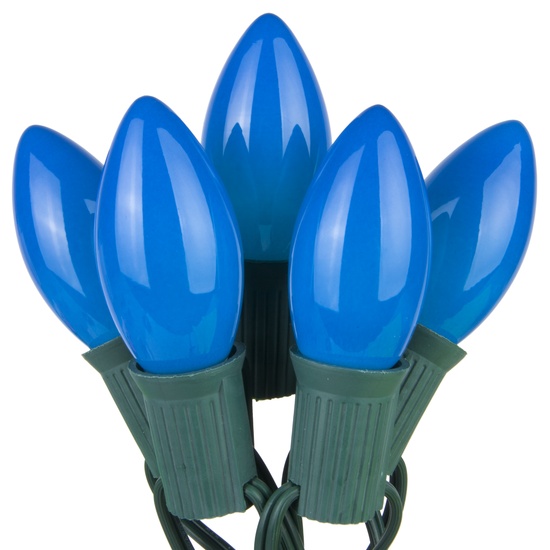 25 C9 Opaque Blue Christmas Lights