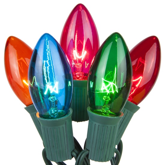 25 C9 Transparent Multicolor Christmas Lights