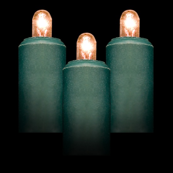 50 Clear Rice Lights, 2" Spacing, Green Wire