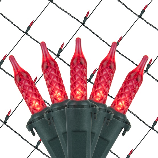 LED Net Lights M5 4'x6' Red LED Net Lights, Green Wire