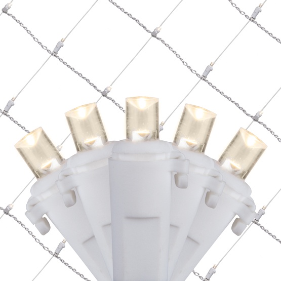 LED Net Lights 5MM 4'x6' Warm White LED Net Lights, White Wire