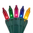 50 Multi Color Christmas Tree Mini Lights, 6" Spacing, Green Wire