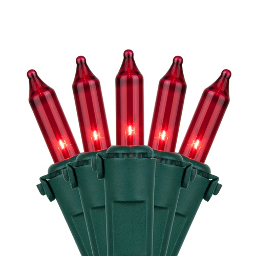 Christmas Lights 50 Red Mini Christmas Lights, 6" Spacing, Premium