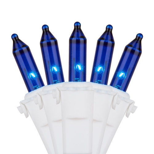 White Christmas Lights 50 Blue Mini Christmas Lights, 6" Spacing