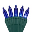 140 Blue Chasing Mini Lights, 4" Spacing, Green Wire
