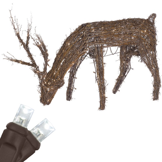 Outdoor Christmas Decorations - 48" Grapevine Reindeer with Head Down, LED Outdoor Yard Decoration