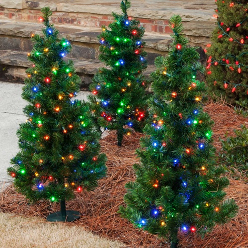 2' Walkway Pre-Lit Winchester Fir Tree, 50 Multicolored LED Lights