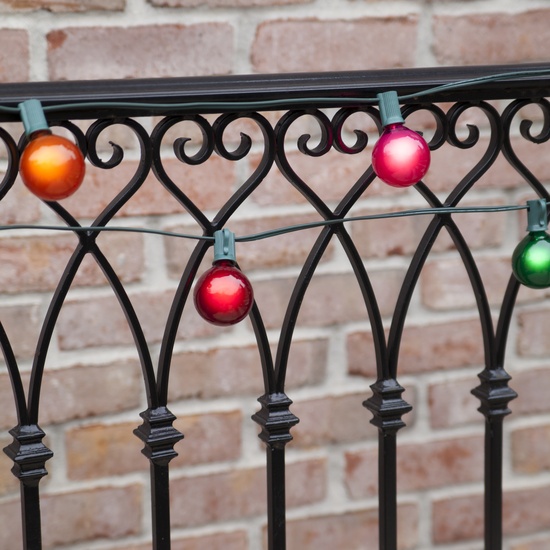 25' G50 Multicolor Satin Outdoor Party Lights, E12 Base, Green Wire