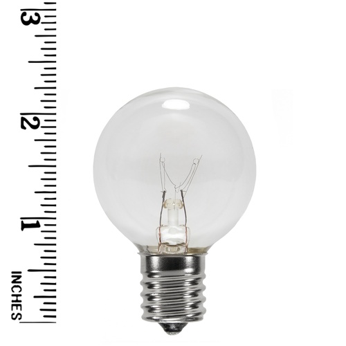 Christmas Lights G40 Transparent Clear, 7 Watt Replacement Bulbs