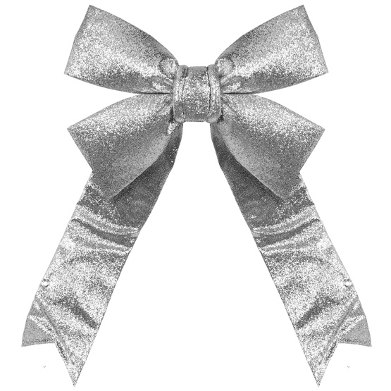 18" Silver Decorative 3D Glitter Christmas Bow