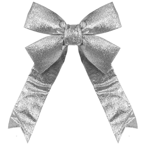 18" Silver Decorative 3D Glitter Christmas Bow