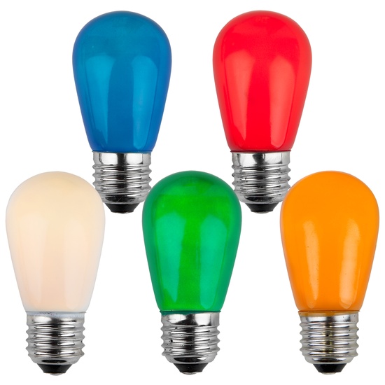S14 Opaque Multicolor, 11 Watt Replacement Bulbs