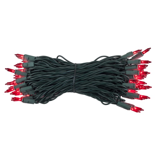 Christmas Lights 50 Red Christmas Tree Mini Lights, 6" Spacing, Green