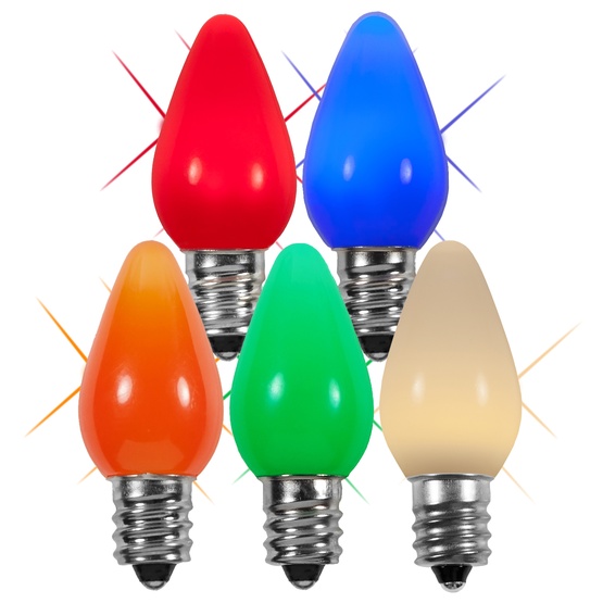 C7 Twinkle Multicolor Smooth LED Christmas Light Bulbs