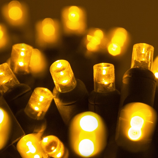 70 5mm Gold LED Christmas Lights, 4" Spacing