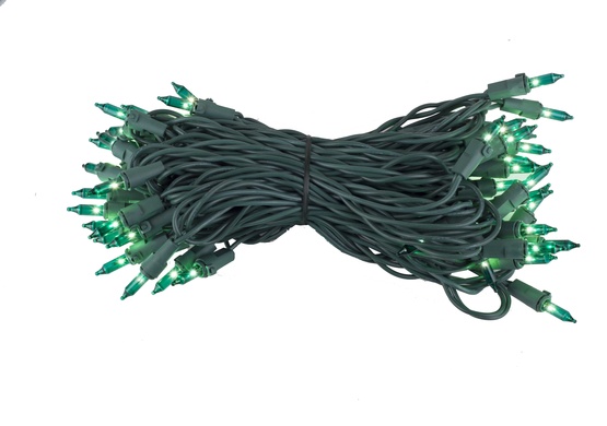 50 Teal Mini Christmas Lights, 6" Spacing, Premium, Green Wire