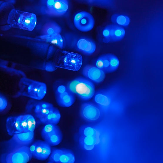 70 5mm Blue LED Christmas Lights, 4" Spacing