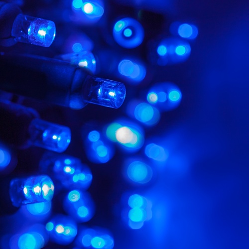 70 5mm Blue LED Christmas Lights, 4" Spacing