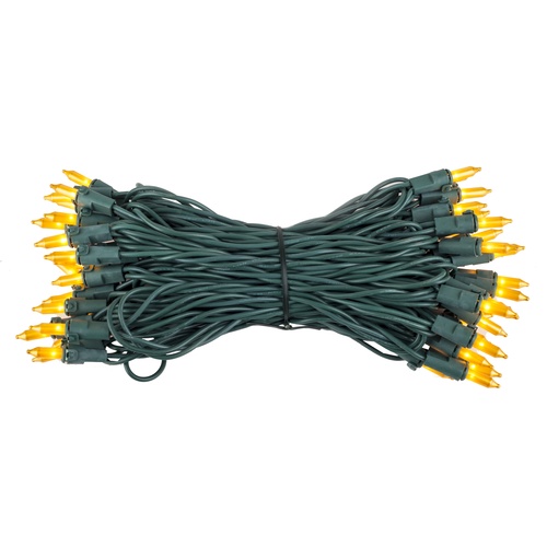 Christmas Lights 50 Gold Mini Christmas Lights, 6" Spacing, Premium, Green Wire