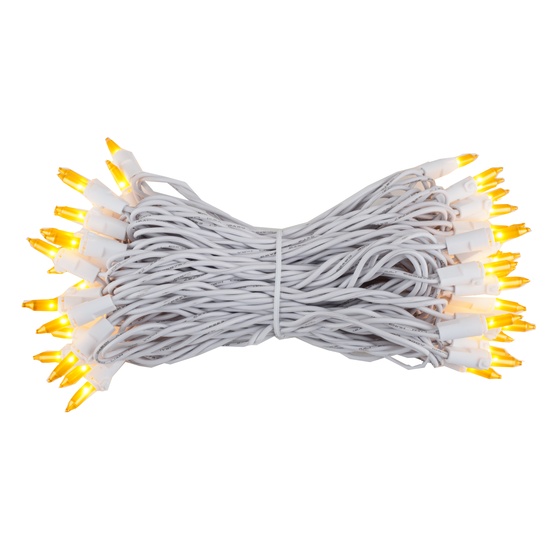 White Christmas Lights 50 Gold Mini Christmas Lights, 6" Spacing