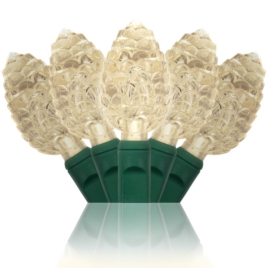 25 Warm White Pinecone LED Lights, 8" Spacing
