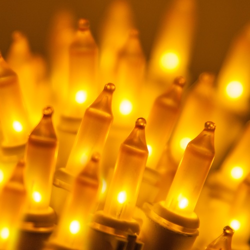 White Christmas Lights - 50 Gold Mini Christmas Lights, 4" Spacing