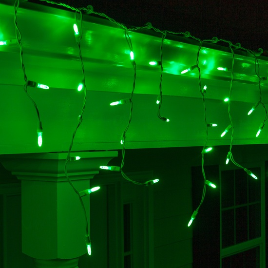 70 M5 Green LED Icicle Lights