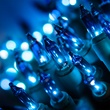 140 Blue Chasing Mini Lights, 4" Spacing, Green Wire