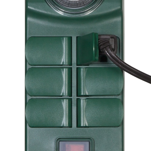 C7, C9 Light Strings Outdoor Stake Timer with Six Grounded Outlets