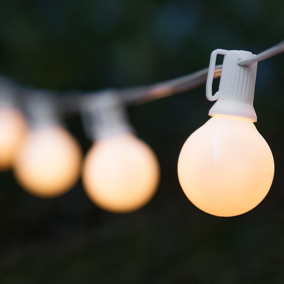 25 G40 Opaque White Patio String Lights on White Wire