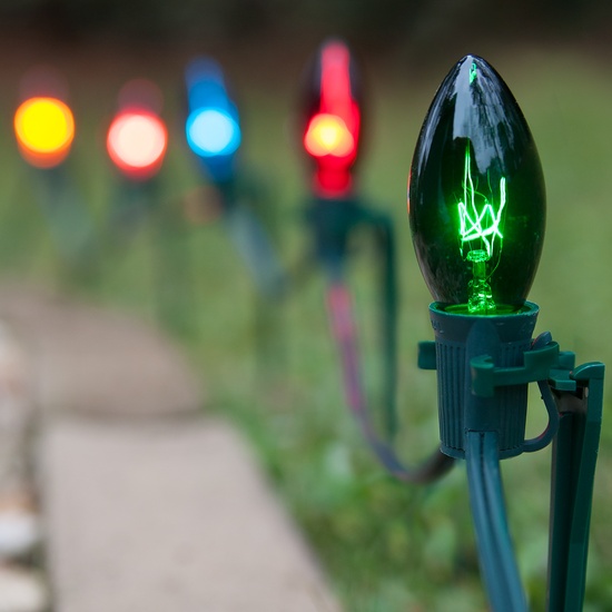 C9 Multicolor Christmas Pathway Lights, 100 Lights, 7.5 inch Stakes, 100'