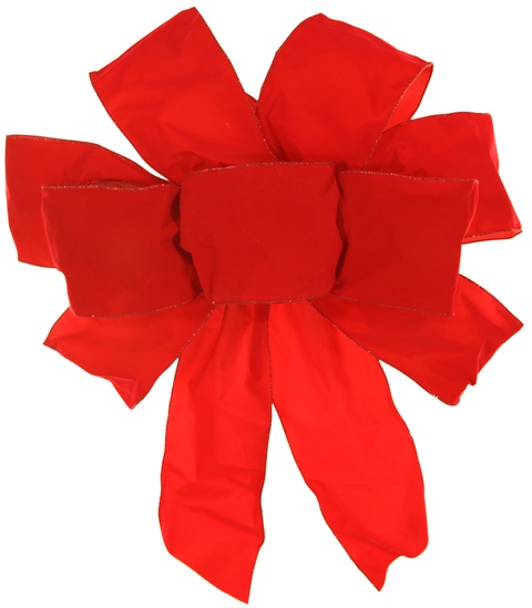 18" Red Puff Velvet 9-Loop Indoor Christmas Bow