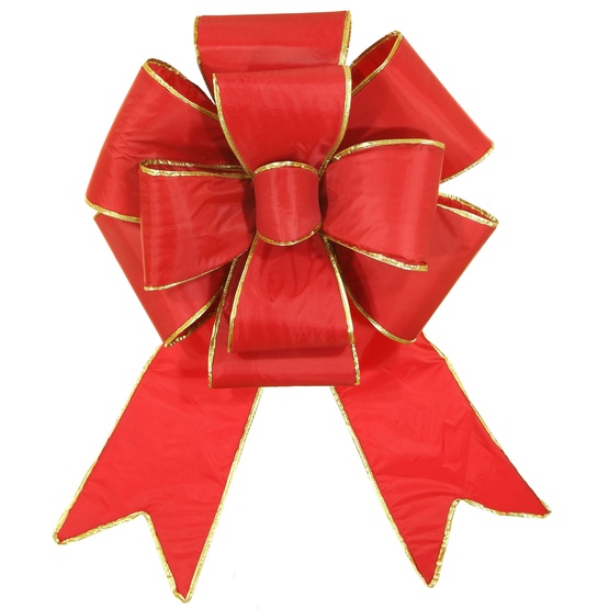 18" Red with Gold Trim Blooming Puff Nylon Christmas Bow